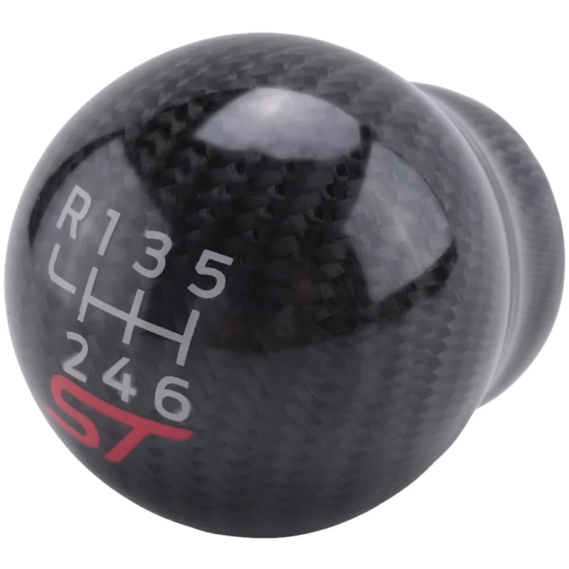 1 Piece 6 Speed Car Racing ST Carbon Fiber Gear Shift Knob Parts Accessories For Ford Focus ST RS Fiesta ST