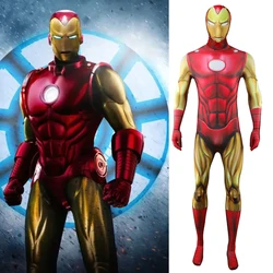 Iron Man Cosplay Costume Classical IronMan Tony Stark Superhero 3D Printed Spandex Halloween Costume BodySuits for Adult Male