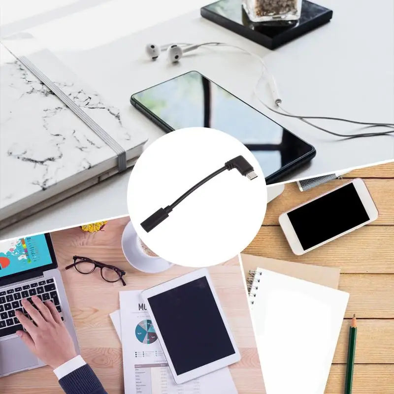 USBA To USBC Adapter Right Angle USB Male To USB C Female Cable Adapter 5Gbps Fast Stable Transmission HD Video Audio Data