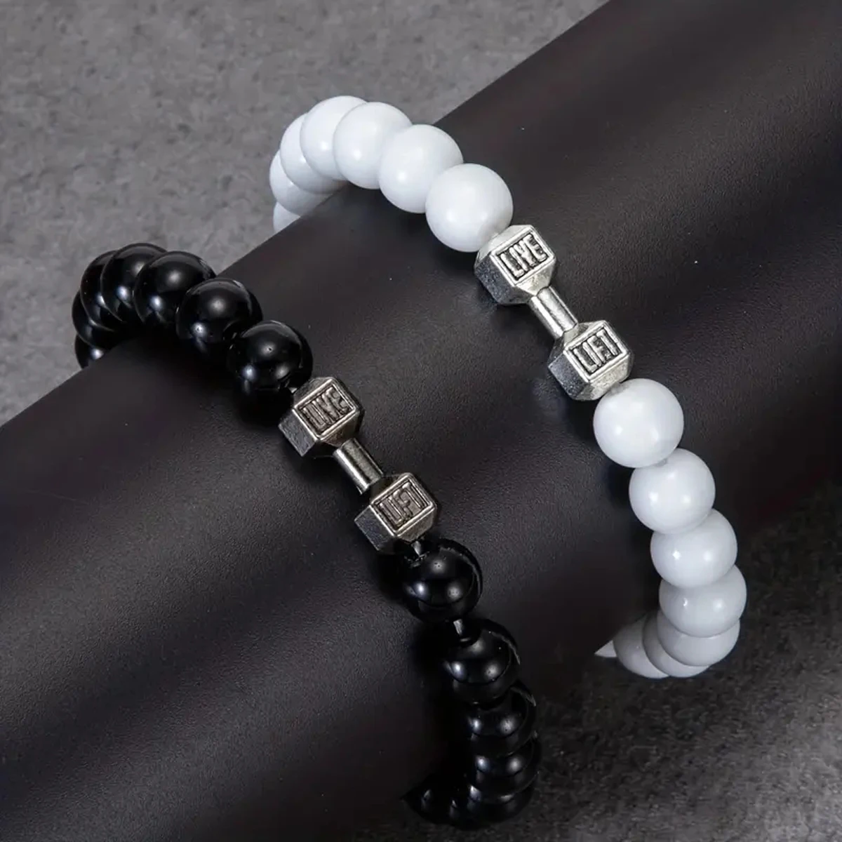 2 Pcs/Set 4 Style Fashion Alloy Dumbbell Bracelets For Men