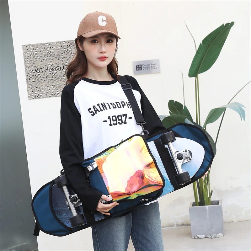 Multi-functional Skateboard Bag Oxford Long Board Bag Double Shoulder Land Surfboard Backpack Waterproof Electric Skateboard Bag