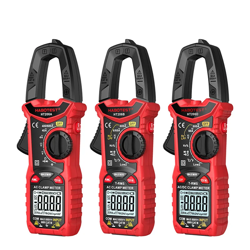 HT206 Digital Clamp Meter NCV 6000 Counts DC AC True RMS High Precision Multimeter Automatic Current Voltage Temperature Tester