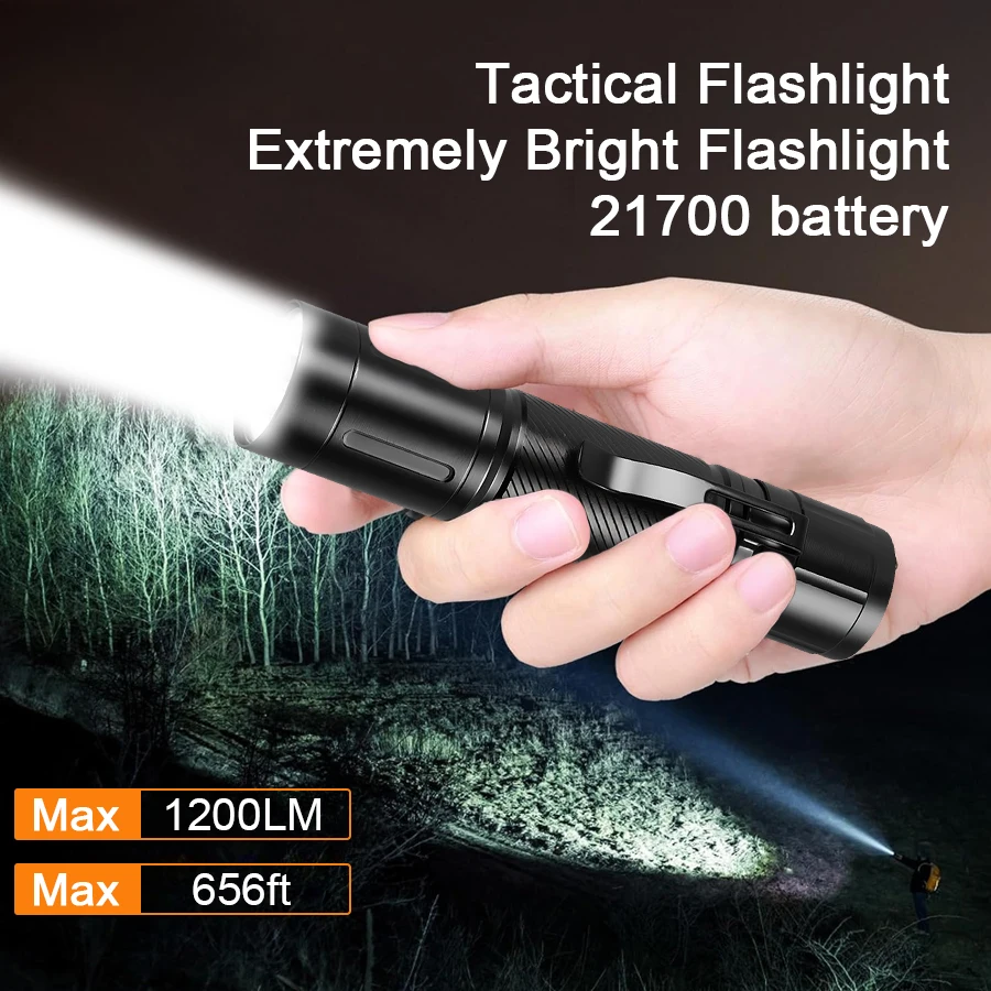 

Super Bright LED Flashlight Outdoor Portable Tactical Torch with Pen Clip Outdoor Waterproof Powerful Light for Explore Hiking