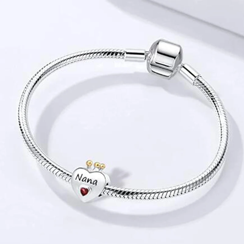 New Golden Crown Love charm Writing Grandma Mom Fit Pandora Charm Bracelet Necklace for Women