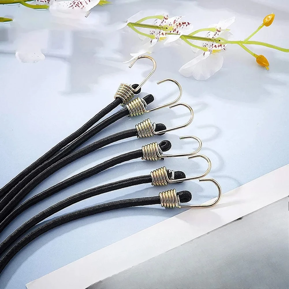 Heavy Duty Elastic Bungee Cords 10 Pcs with Carabiner Luggage Packing Ropes 30cm Camping Travel Gear Organizer Accessories