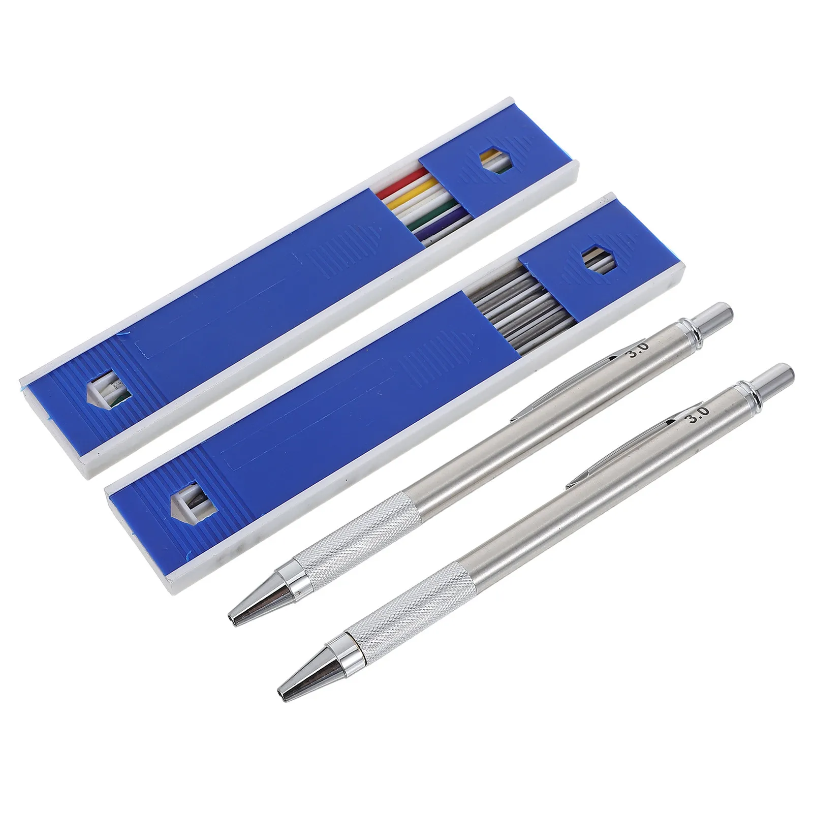 1Set Stainless Steel Drafting Mechanical Pencil 3.0mm Lead Holder Refillable Precision Writing Tool for Architects Engineers