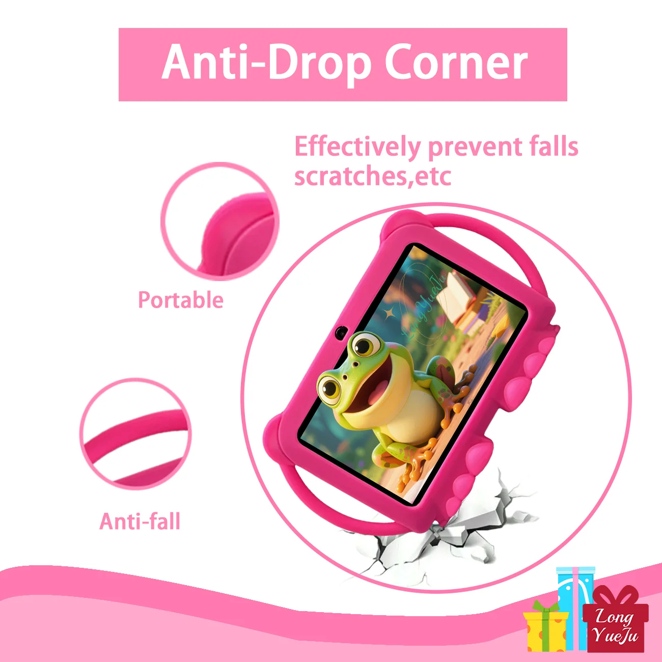 Tablet infantil de 7 polegadas com controle de pais, câmeras duplas, presentes infantis para natal e aniversário