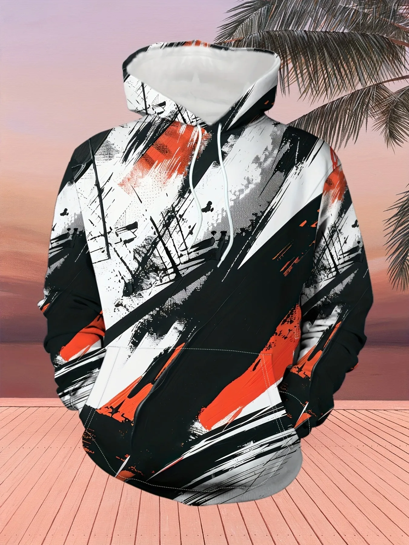 New model: men’s hooded long-sleeve loose-fitting casual printed basic sweatshirt. Perfect for young people in spring, summer, a
