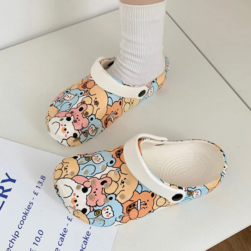 Summer Printed Garden Shoes Non-slip Doctor Clogs Non-slip Nurse Clogs Surgical Shoes Casual Beach Womens Work Slippers