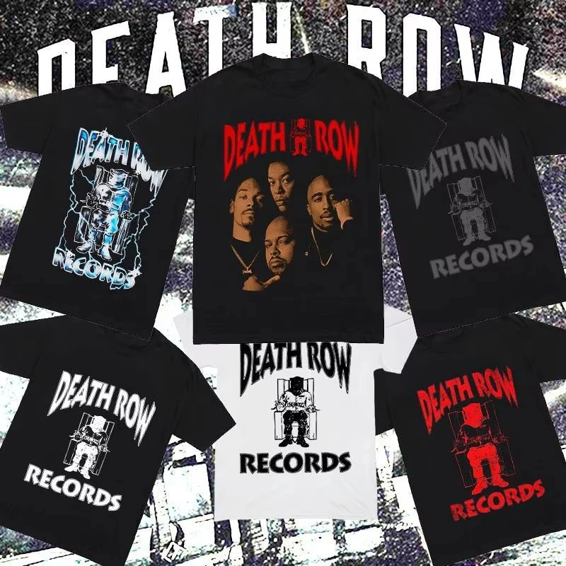 Death Row Records Vintage Hip Hop Graphic T-shirt Men Women Cotton Short Sleeve O-neck Casual Black Streetwear Tee Tops
