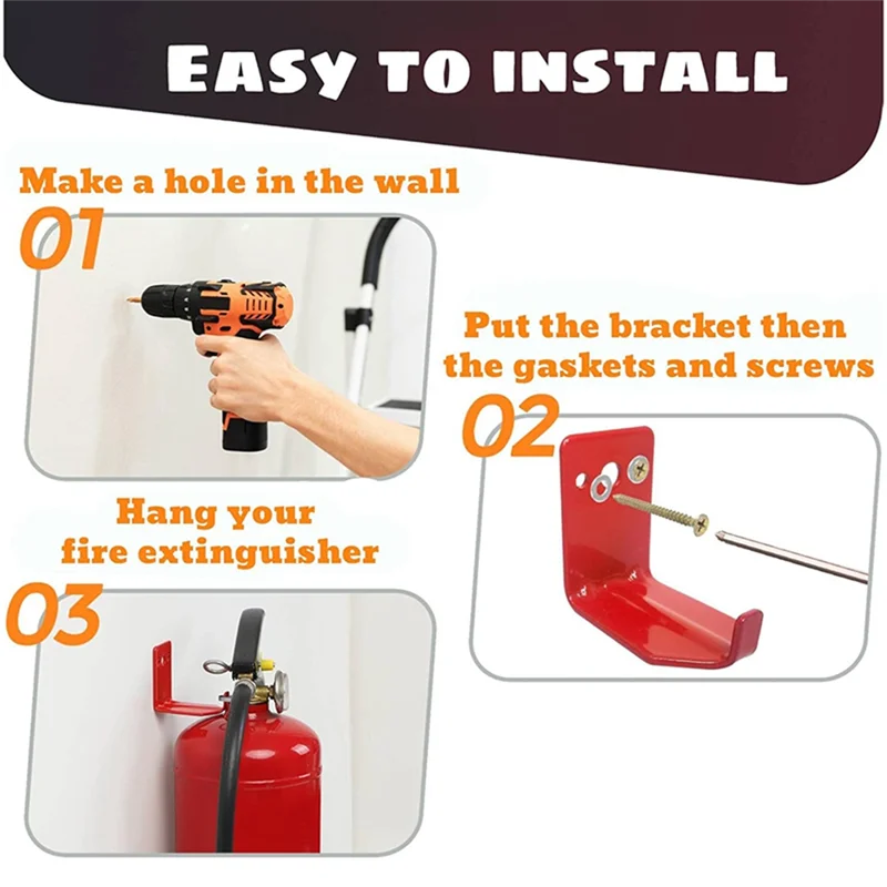 

B07B-Прочный настенный крюк для огнетушителя, кронштейн для огнетушителей на 40 фунтов, идеально подходит для безопасности — 12 шт.