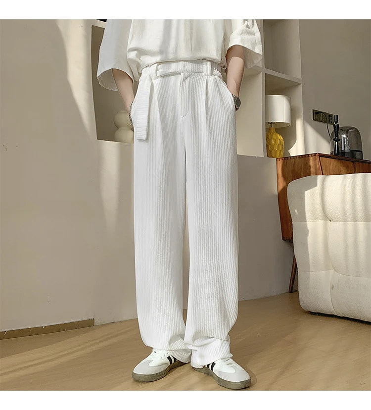 Baggy Casual Pants Men Simple Elegant Handsome Smart Casual British Style All-match Daily Soft Full-length Trousers High Street