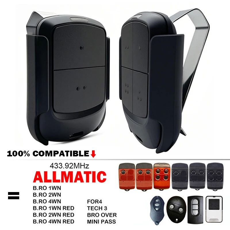 

100% Clone ALLMATIC Garage Door Remote Control For FOR4 TECH 3 BRO OVER MINI PASS B.RO 1WN 2WN 4WN / RED Gate Remote Control