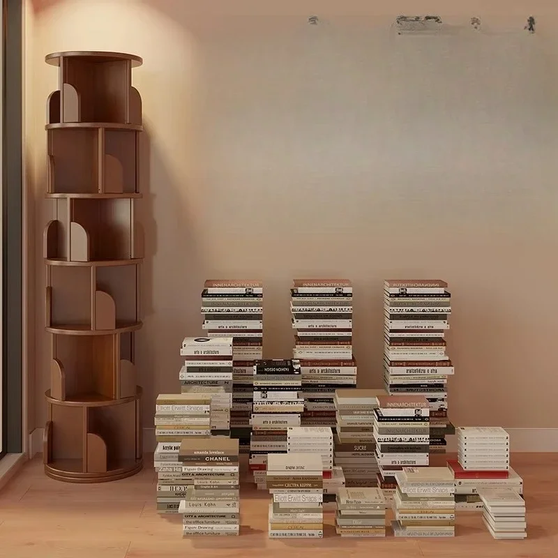 Rotating Family Living Room Bookcase with Locker Simple Student Cabinet Children's Elegant Home and School Bookcase