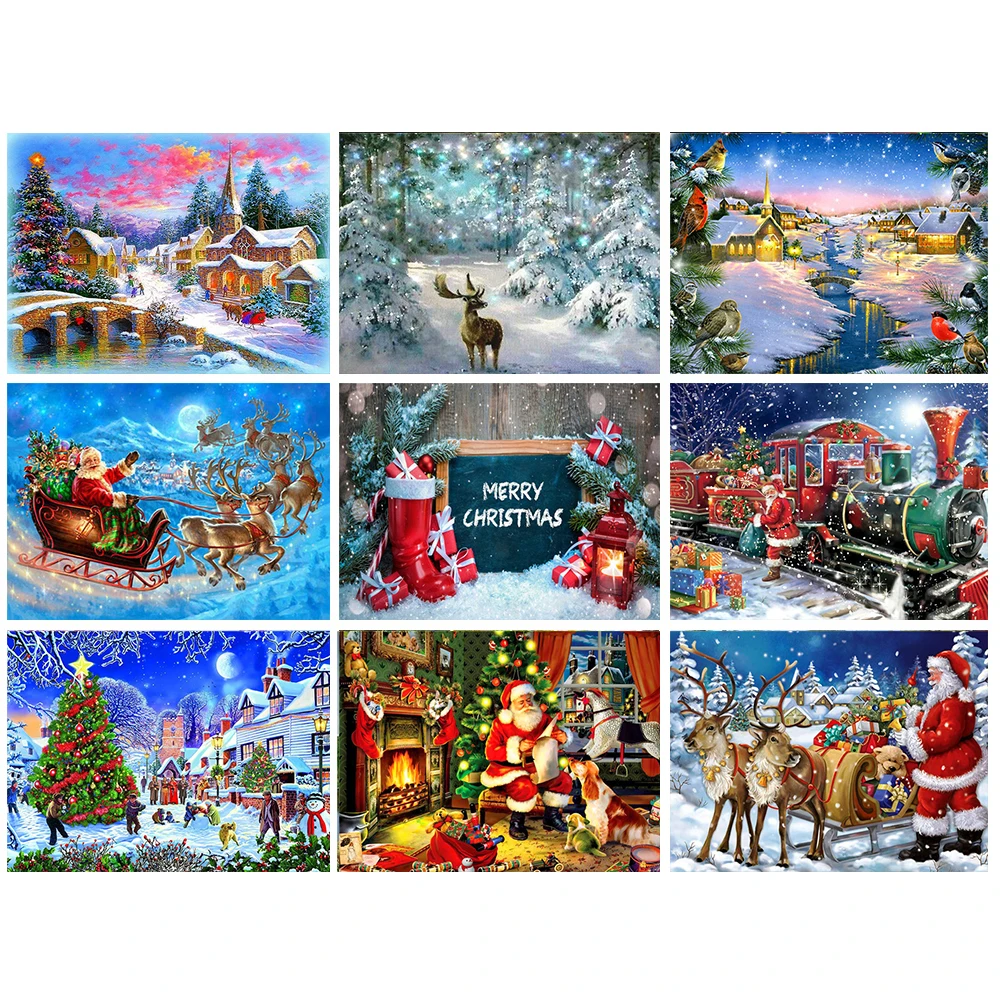 Full Drill Square Diamond Painting Santa Claus Diamond Embroidery Cross Stitch Rhinestone Christmas Decorations For Home