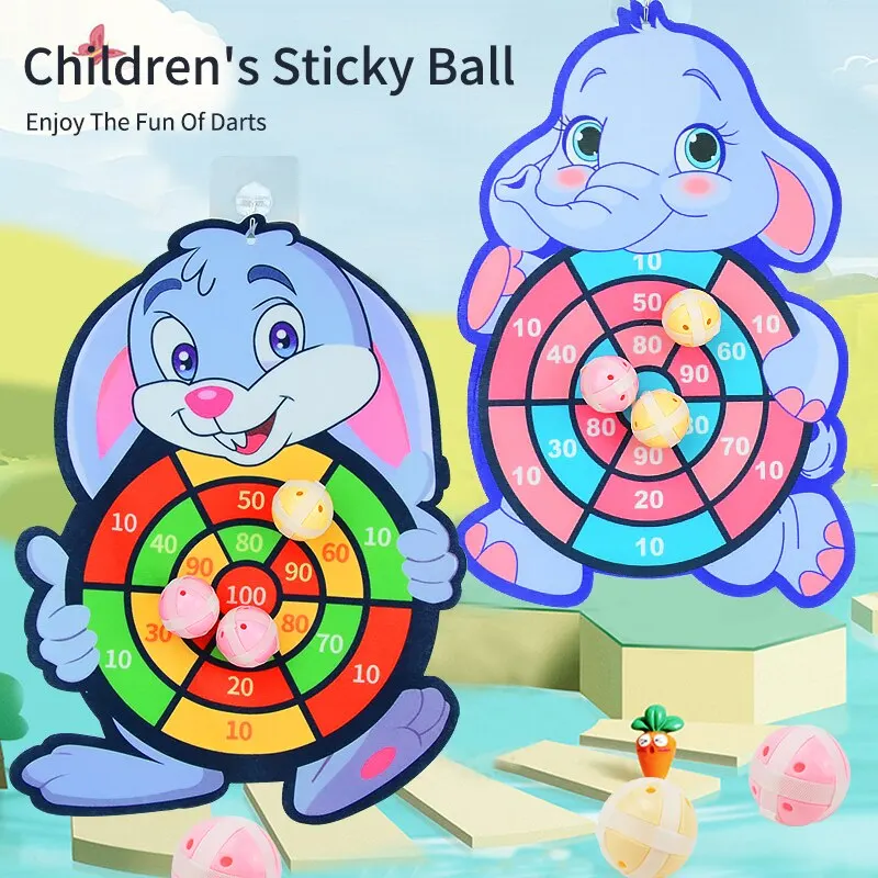 Animal Dart Board for Kids with Sticky Balls.Indoor Outdoor Sport Multi Player Party Game.Cartoon Animal Dart Board Toys