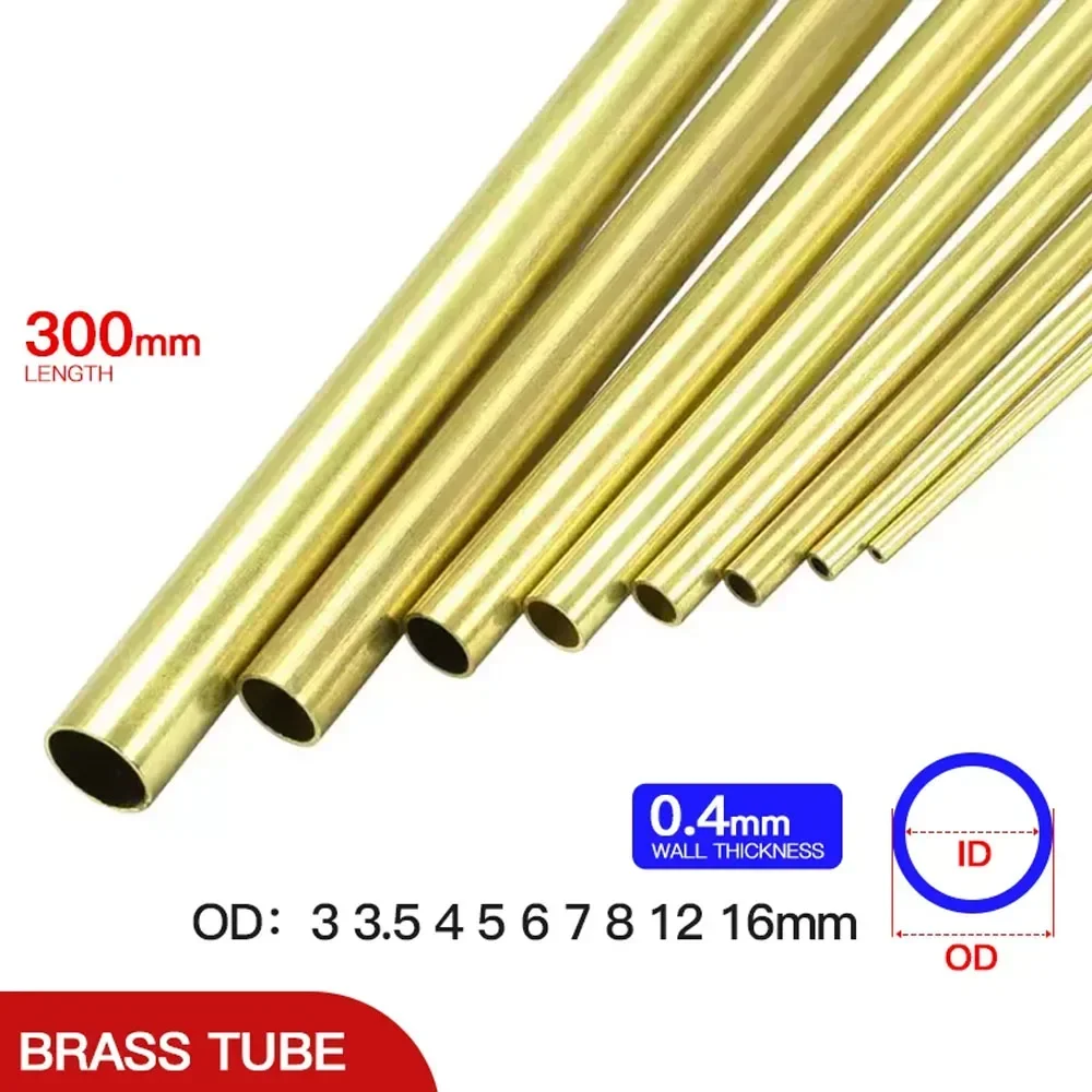 

2pcs-15pcs Brass pipe 0.4mm wall thickness 3-12 OD brass tube 300mm length Straight tubing tube thin-walled Small diameter