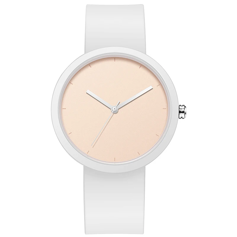 Minimalism Watch For Women 41mm Case with PVD Finish Rubber Strap