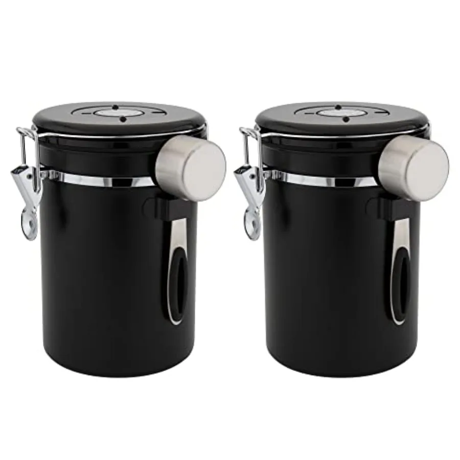 

x 2pack 22oz Airtight Stainless Steel Coffee Canister Food Storage Container with Date Tracker and Measuring Scoop for Coffee B
