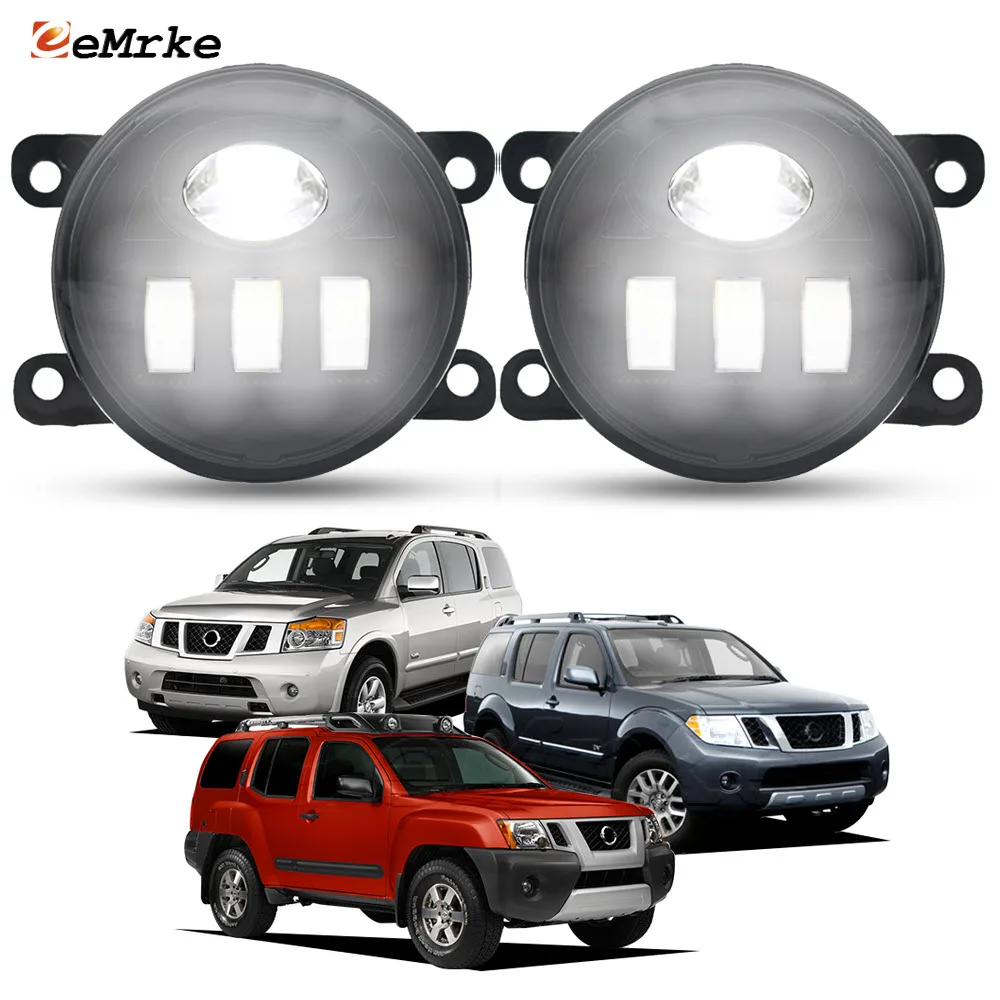 Upgrade Led DRL Fog Lights Assembly for Nissan Armada TA60 Pathfinder III R51 Xterra N50 Car PTF with Lens Daytime Running Lamp