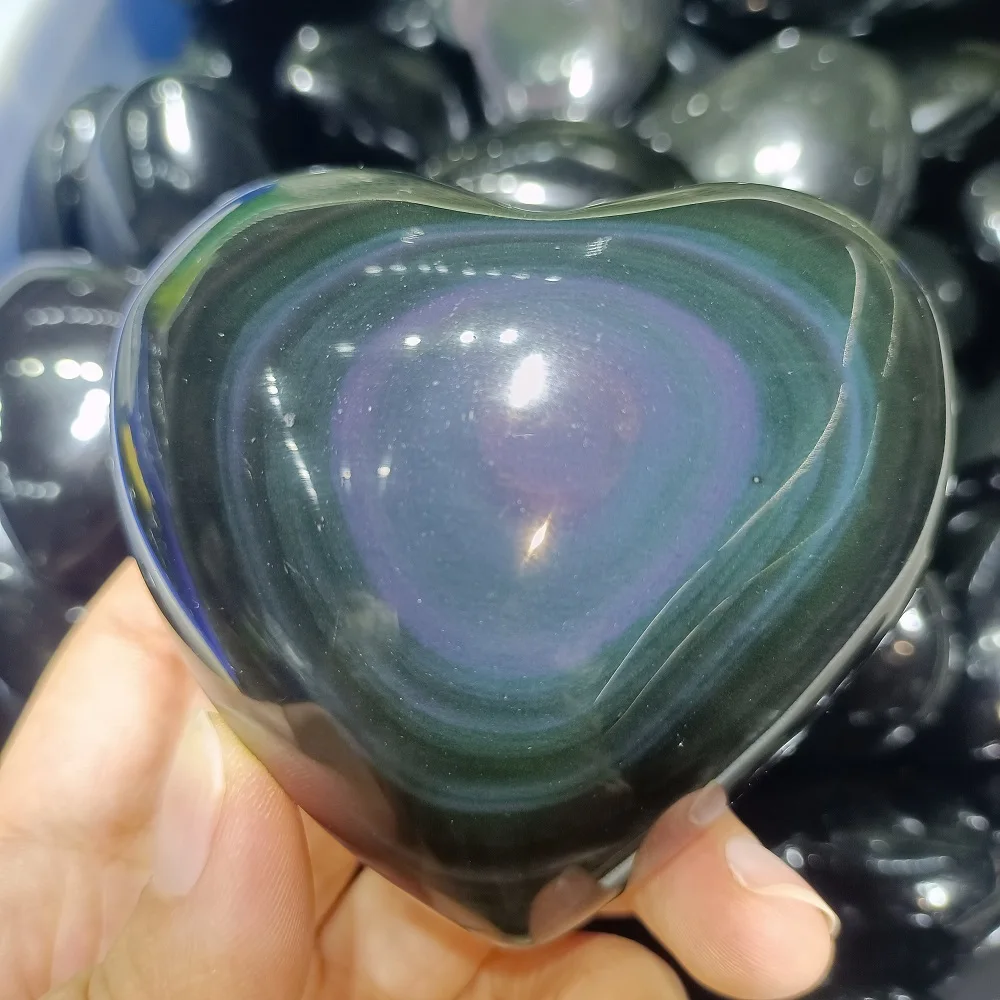 Natural Colours Obsidian Heart Crystal Energy Healing Diy Necklace Home Office Decoration Craft Gifts Feng Shui Ornaments