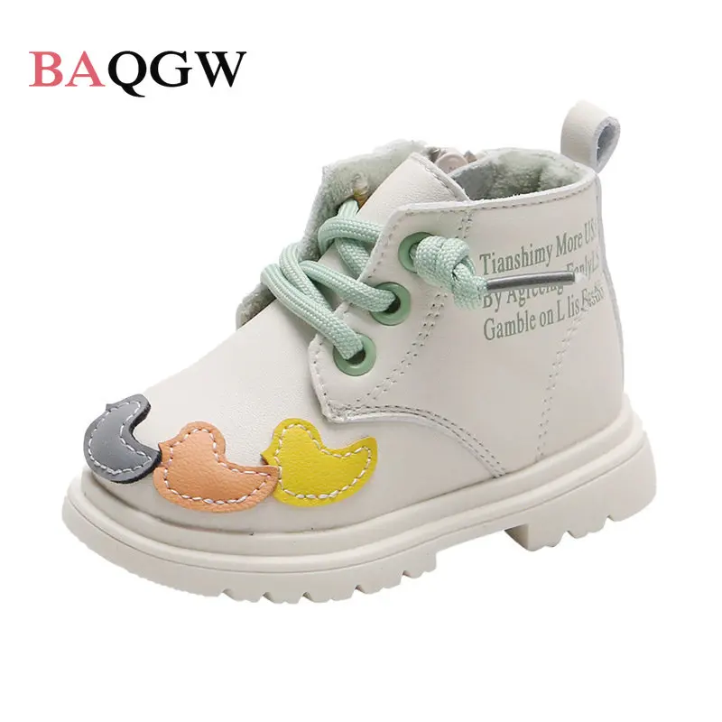 

Autumn Winter Fashion Kids Boots Furry Warm Toddler Soft Bottom Walking Shoes Cartoon Children's Boy Girl High Top Shoes Zipper