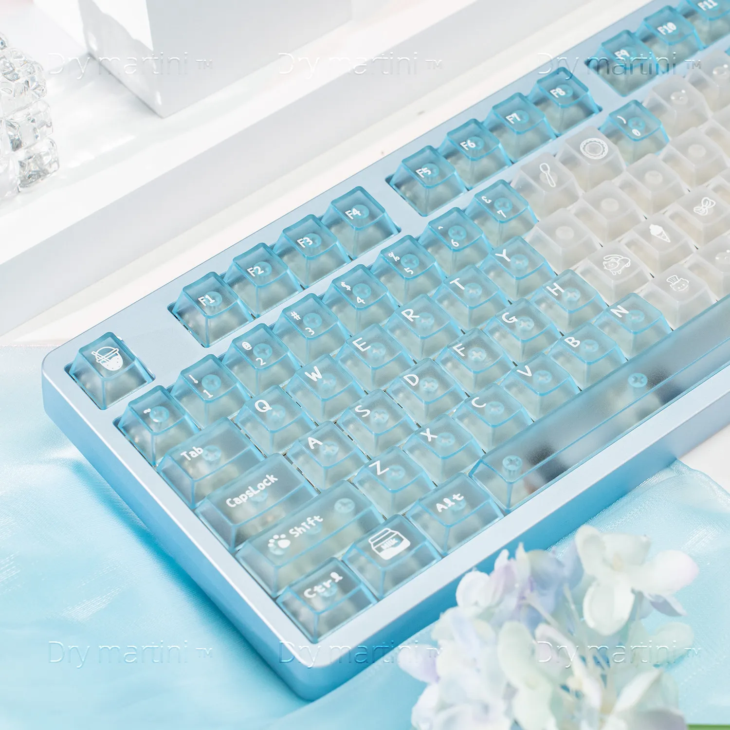 Matte fog transparent PC blue transparent keycap mechanical keyboard transparent magnetic shaft factory height 61/68/75/87/108
