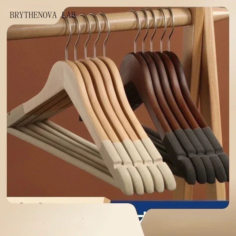 Flocking solid wood hangers, non-slip and non-trace, home Hangers, Clothes Wooden Clothes Stores, Hotels