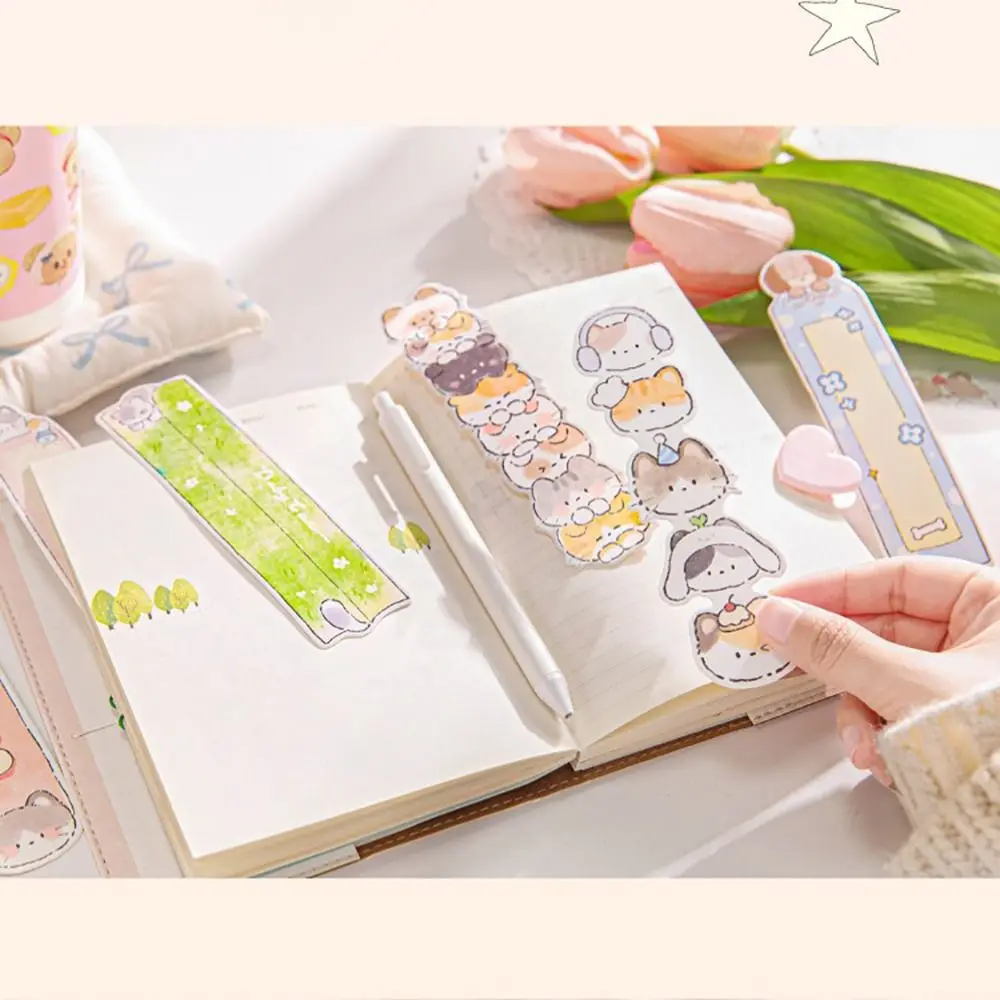 30pcs/Set Cute Paper Small Animal Bookmark Kawaii Kitty Puppy Shape Reading Book Clip Message Card School Office Supplies