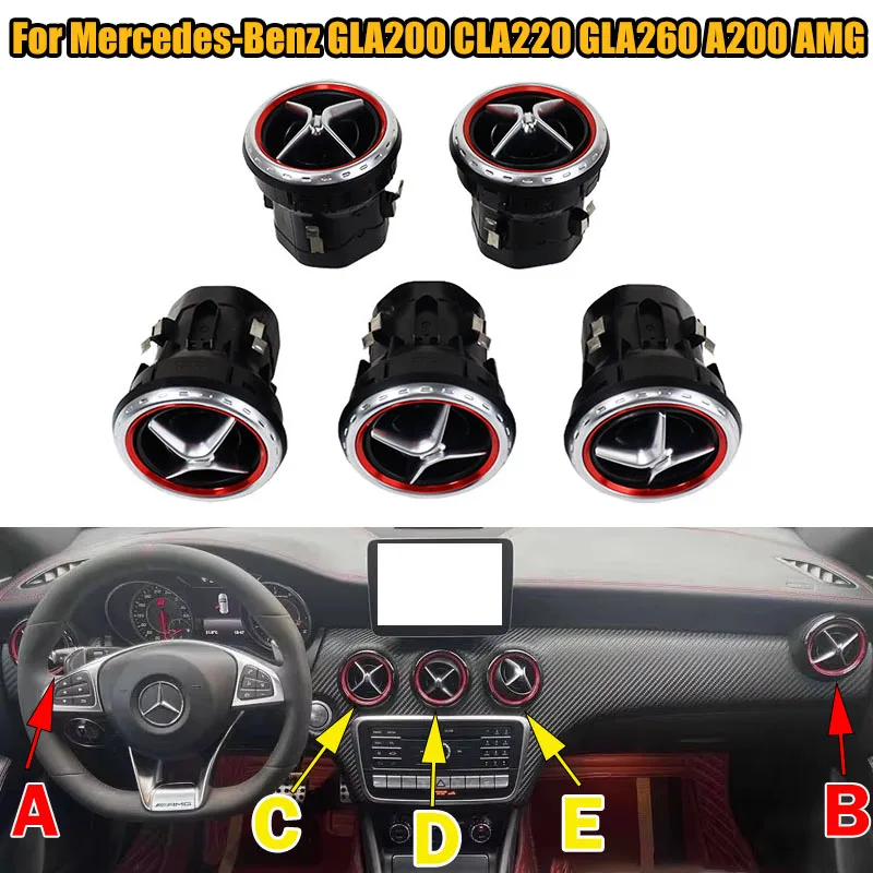 

For Mercedes-Benz GLA200 CLA220 GLA260 A200 A45 B200 AMG Front Dashboard AC Air Condition Vent Outlet Turbo Interior Trim
