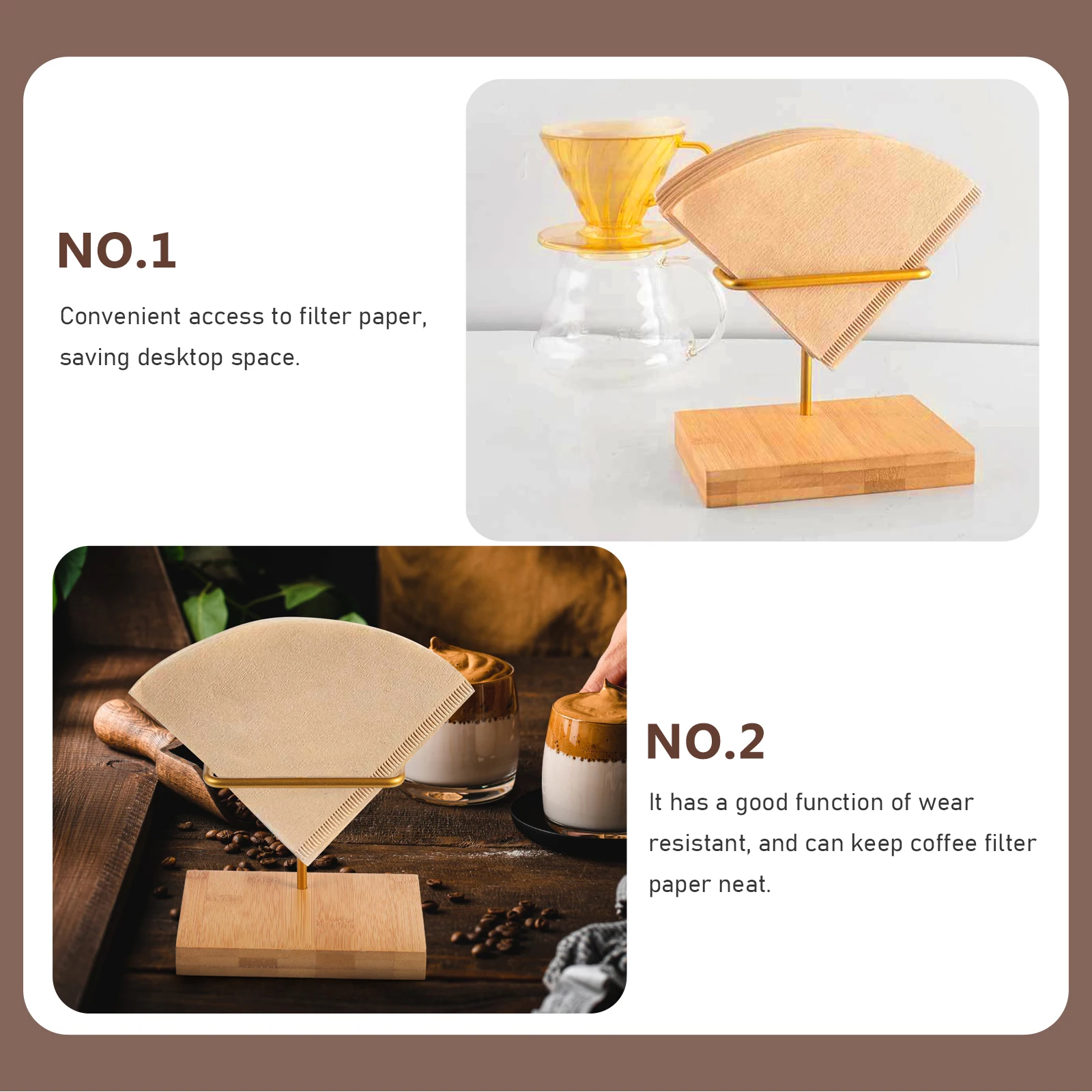 

Filter Holder Coffee Filter Rack Storage Rack Bamboo Bottom Large Capacity For Home Café Office Use Smooth Edges