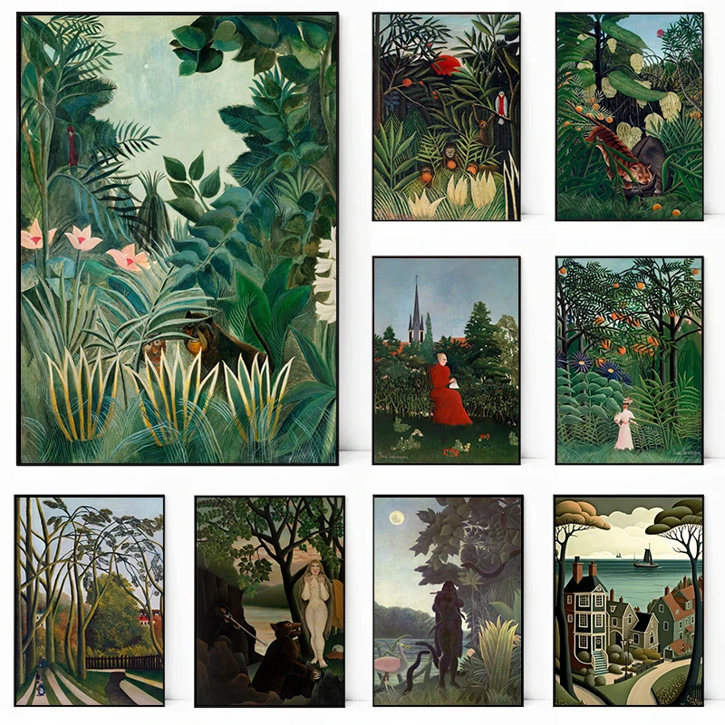 Famous Henri Rousseau Landscape Canvas Painting Modern Forest Posters and Prints Wall Art Picture for Home Living Room Decor