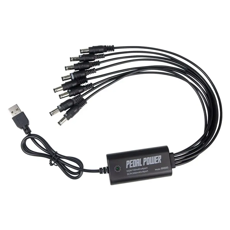 B72ABG Guitar Pedal Power Supply Portable Pedal Power Supply with 8 Isolated DC Outputs for 9V Effect Pedal Board USB Input