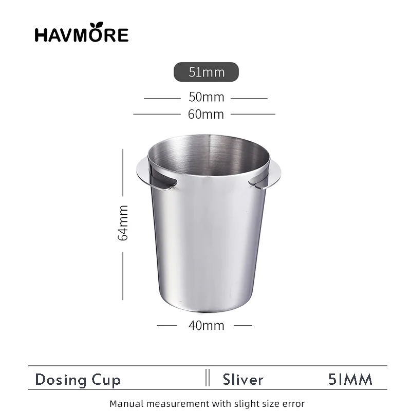 51/53/58MM Stainless Steel Coffee Powder Cup for Espresso Machine Coffee Dosing Cup Coffee Accessories