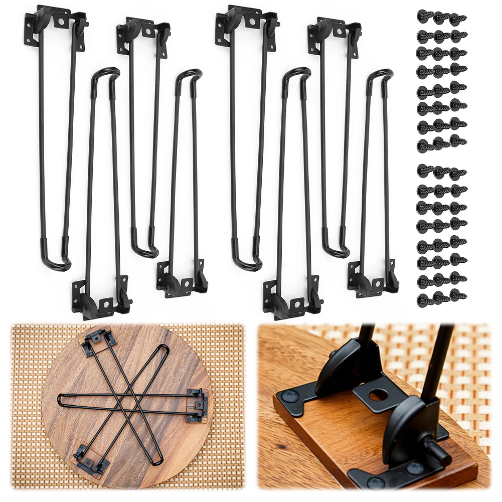 32/42cm 4 Folding Legs Heavy Duty Table Legs Set Assembly Easy Install with Screws for Camping Table DIY Project