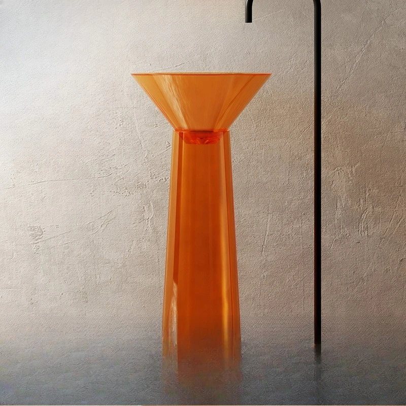 Color transparent resin column basin circular integrated floor hotel