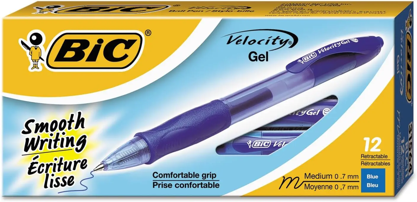 Gelocity Original Blue Gel Pens, Medium Point (0.7mm), 12-Count Pack, Retractable Gel Pens With Comfortable Glass fountain pen