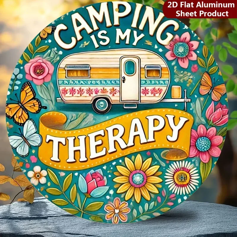 2D Flat, 1 Piece, Camping Themed Decorative Sign, Vintage Camping License Plate Outdoor Fun, Perfect for Home, Porch, Garden