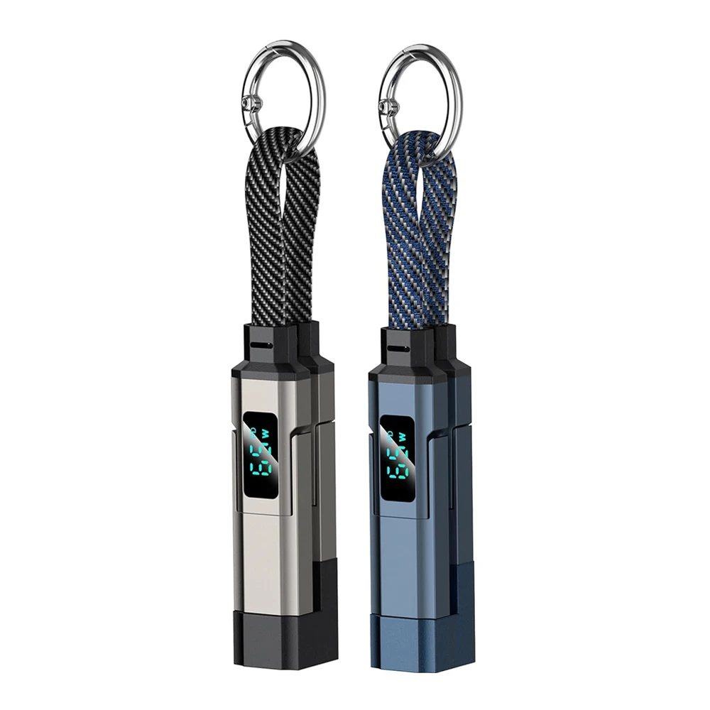 Aoifn 4-in-1 Ladekabel, Schlüsselanhänger USB-C Schnellladekabel mit LED-Leistungsanzeige, Tragbares Multikabel für Handy und Tablet