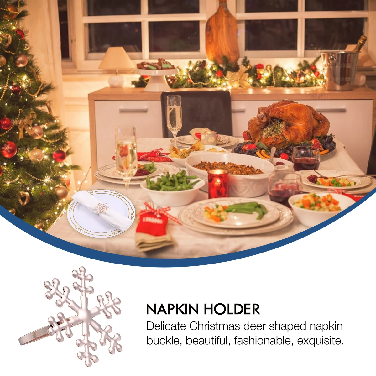 

6 Pcs Wedding Napkin Ring Buckle Banquet Chic Alloy Dinner Snowflake Pink Decor