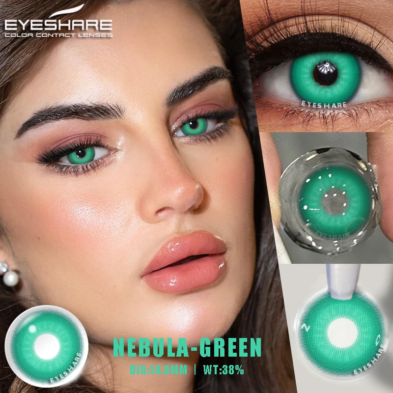 Eyeshare lentes de contato coloridas para cosplay, lentes de contato para olhos azuis, lentes verdes de anime, lentes de contato vermelhas anuais, 1 par/2 peças