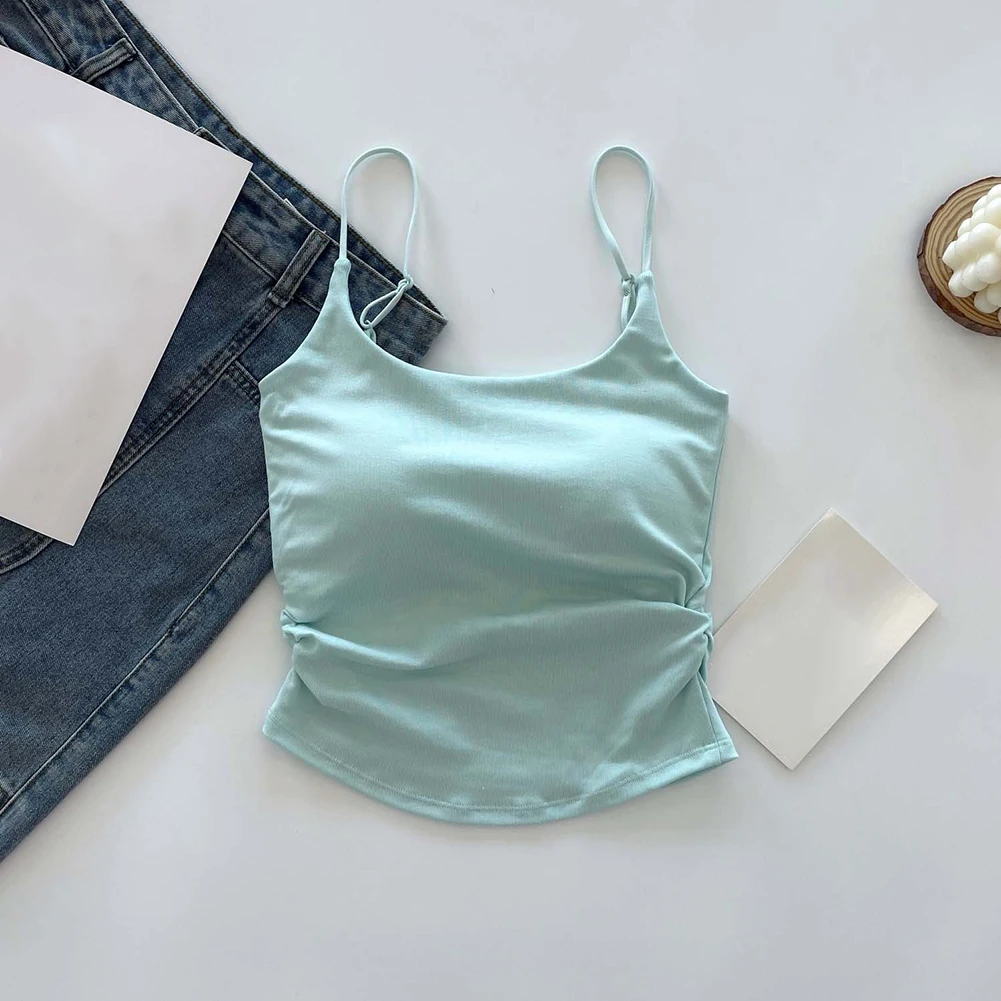 سترات غير رسمية وسادة الصدر للاستخدام اليومي، حالة جديدة تمامًا، شكل كوب كامل، رقبة دائرية، بلايز كاجوال بدون أكمام