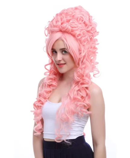 80cm Long Pink Marie Antoinette Anime Cosplay Wigs Synthetic Hair