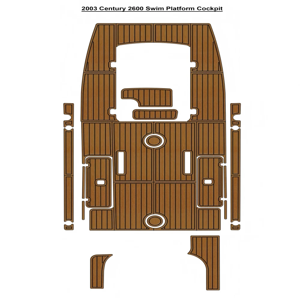 

2003 Century 2600 Swim Platform Cockpit Pad Boat EVA Foam Faux Teak Deck Floor Mat SeaDek MarineMat Self Adhesive