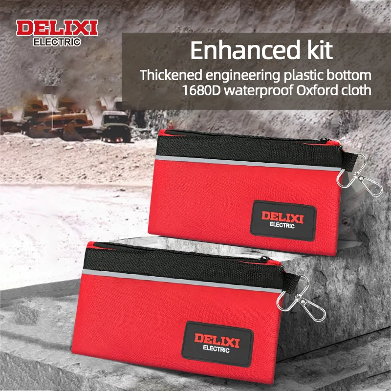 DELIXI ELECTRIC 9in Premium Tool Pouch Zipper Bag, Oxford Small Tool Bags, Multipurpose Storage Pouch, Heavy-Duty Flat Bottom