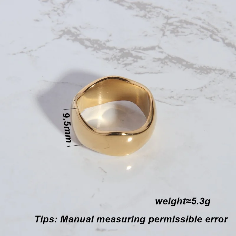 KITEAL High Quality Gold Plated size 6 7 8 Female Friend ring Irregular curved wide ring men ring accessories for jewelry