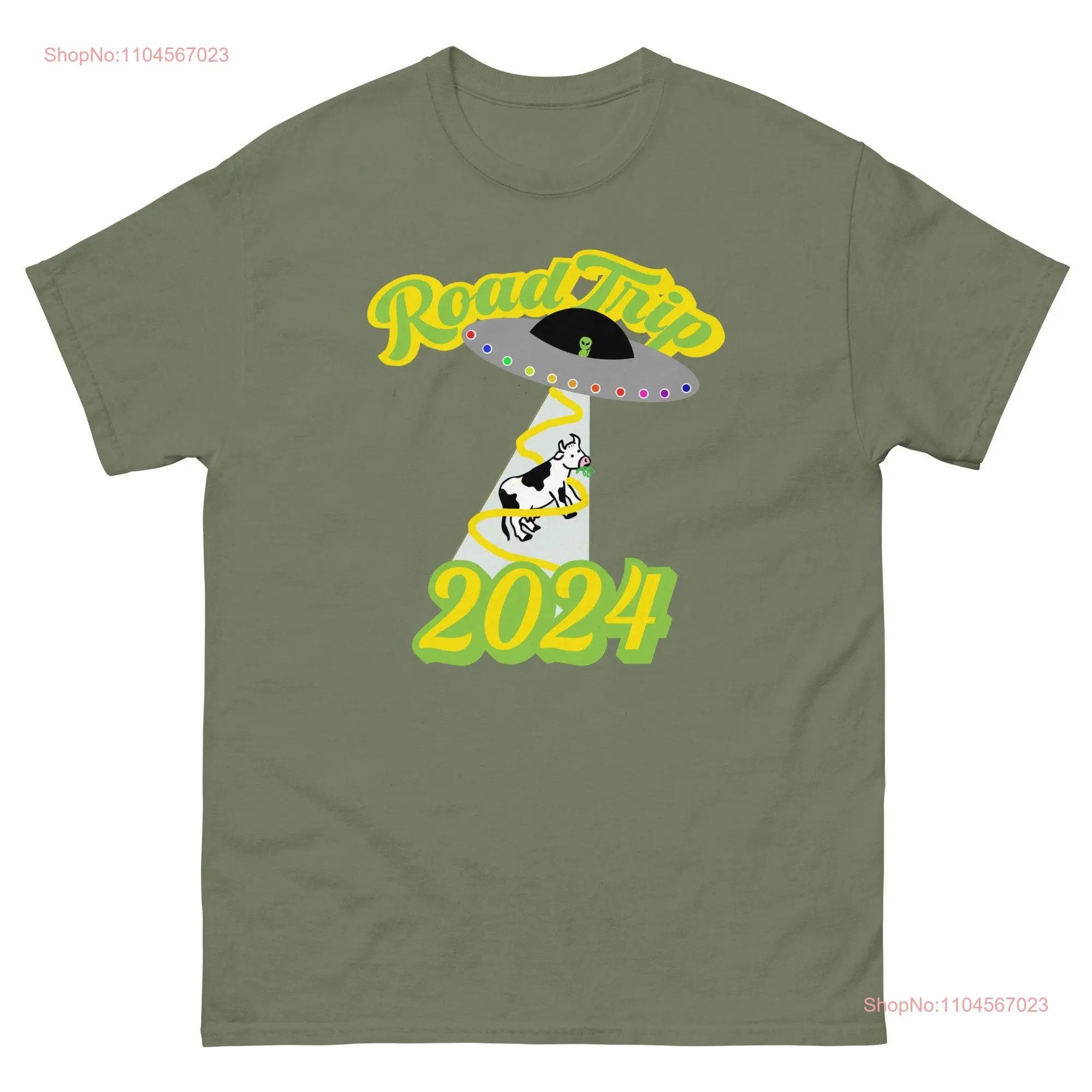 شعاع لي حتى رحلة الطريق البقري 2024 UFO البقرة اغطية تي شيرت مضحك الغريبة عطلة طويلة أو قصيرة الأكمام