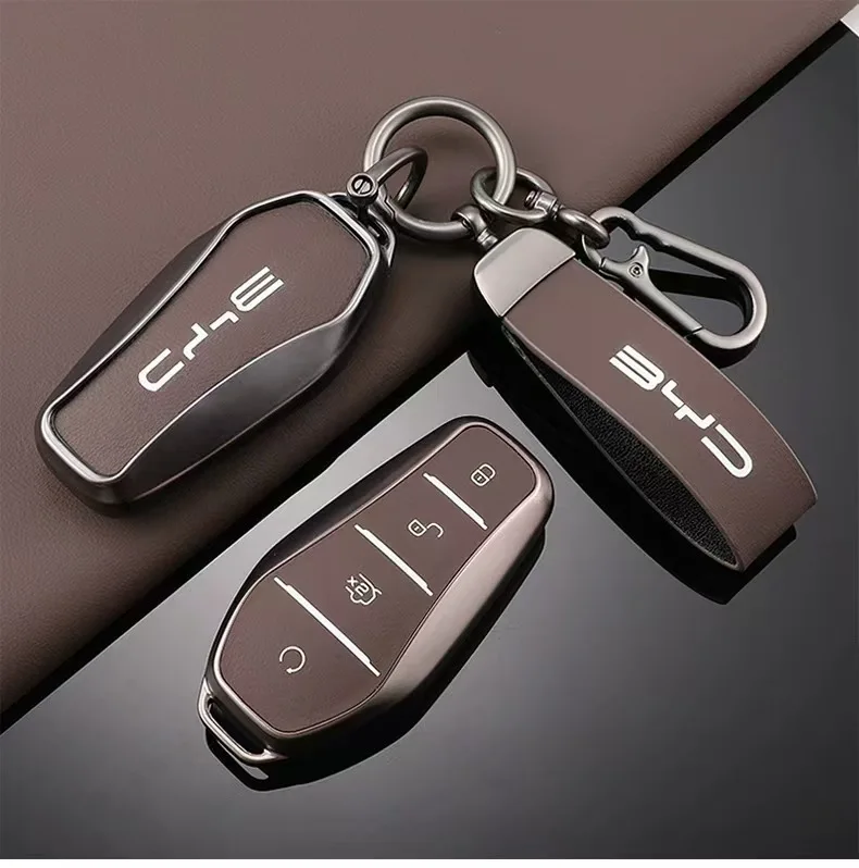 Auto-Schlüsselhülle aus TPU-Leder mit Kette für BYD Song Plus Atto 3 Han EV Tang DM Qin Seal Dolphin Yuan – Schutz und Auto-Styling – Detail 6