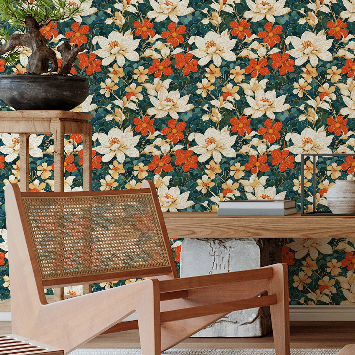 

Floral Peel and Stick Wallpaper Removable Boho Wall Paper for Bedroom Contact Paper Wall Home Decor Self Adhesive