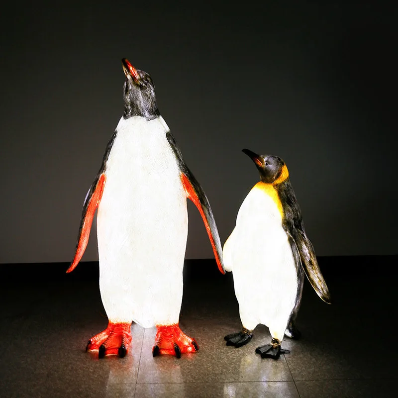 FRP simulation luminous animal plastic penguin ornament outdoor garden landscape kindergarten marine theme decoration